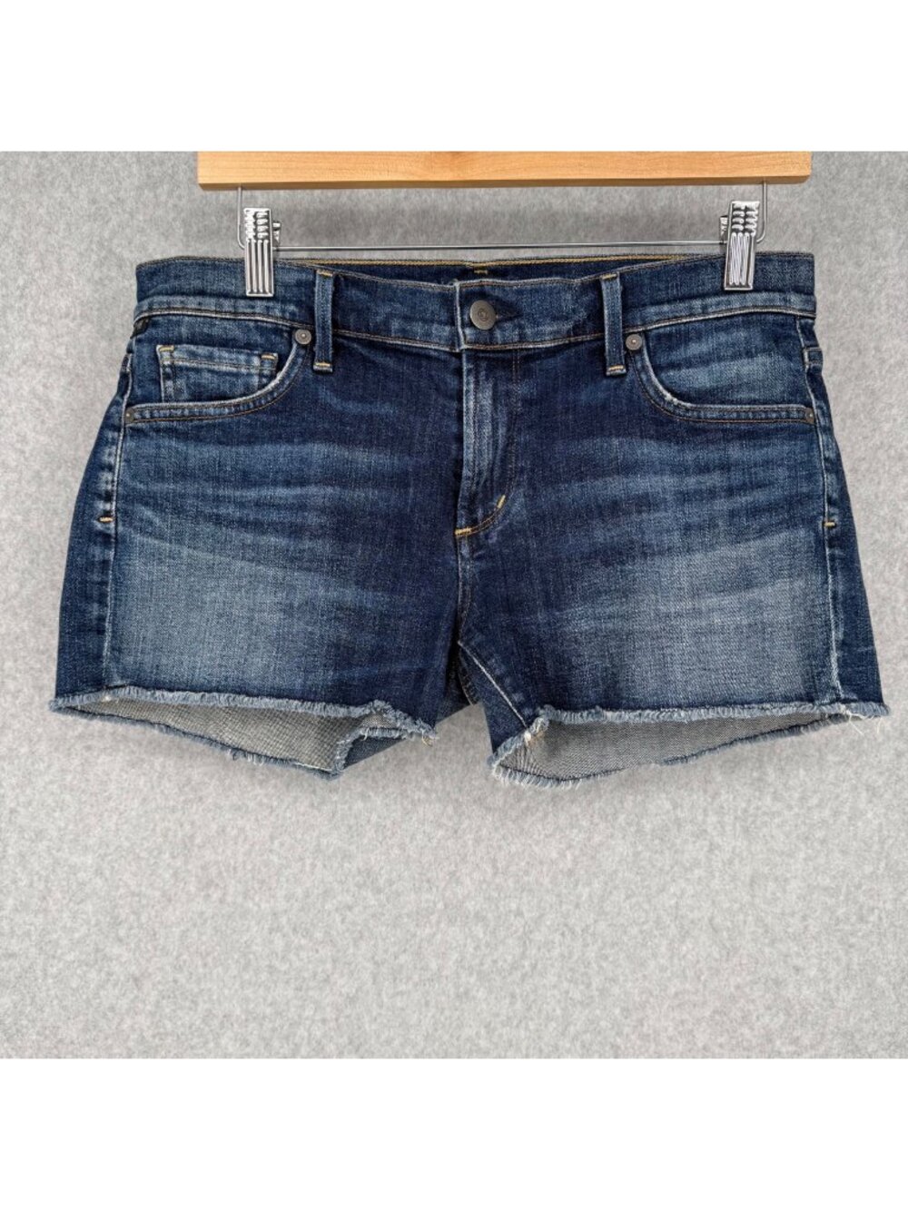 Citizens Of Humanity Ava Jean Shorts Size 29 Dark Wash Denim Raw Hem Summer EUC